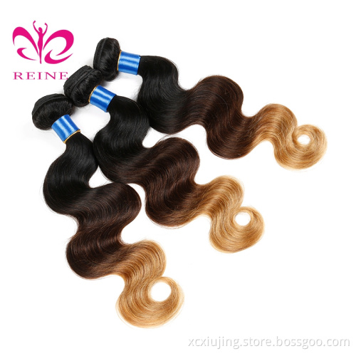 REINE Cheap Ombre Virgin Human Hair Weave 1B 4 27 Unprocessed Wholesale Human Hair Weave Bundles